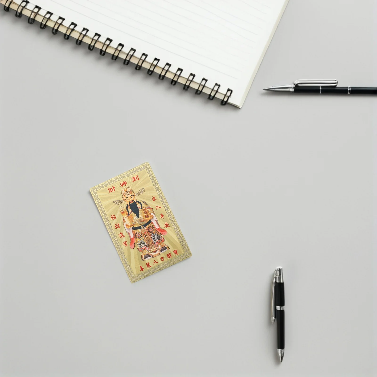 

4 Pcs God of Wealth Metal Mobile Phone Sticker Chinese Feng Shui Card Auspicious New Year Cai Shen Amulet Decoration