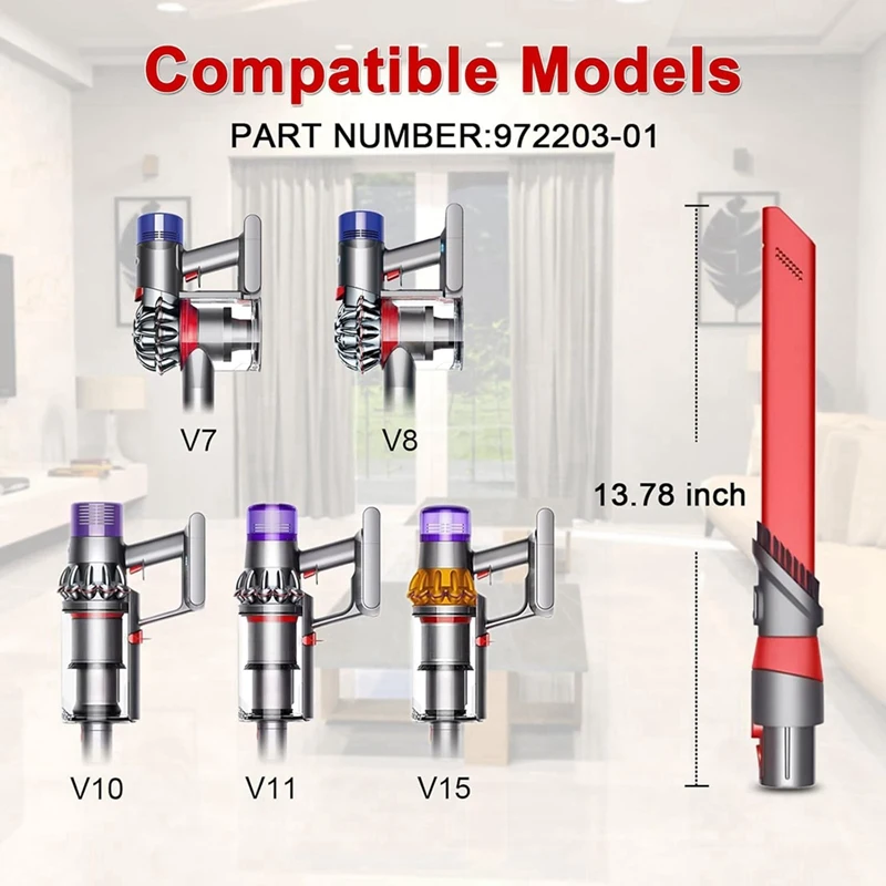 B58B-Crevice Tool Vacuum Cleaner Attachment,Compatible With For Dyson V7, V8, V11, Cyclone V10, V15 Crevice Head Crevice Tool