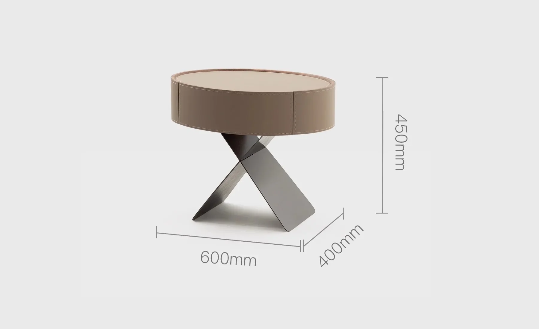 Table de chevet design minimaliste italien, selle ovale, meuble de chevet en cuir, acier inoxydable, léger, luxe, haut de gamme, bois massif c