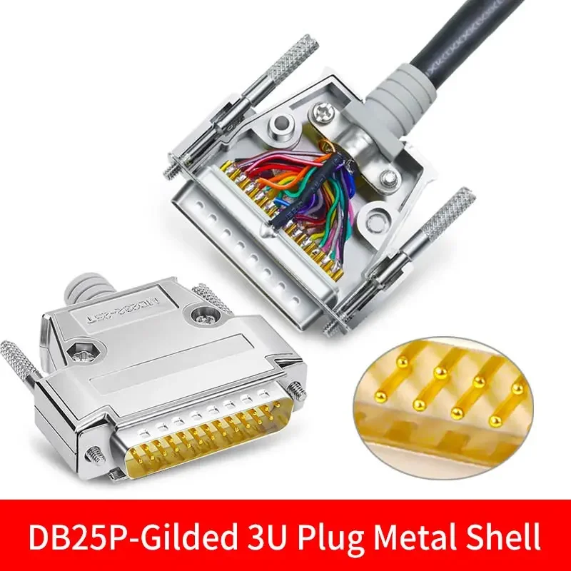Gold-plated DB25 Connector Industrial 25-pin Plug with Metal Shell 25P Male Female Connector for LED Communication Converter
