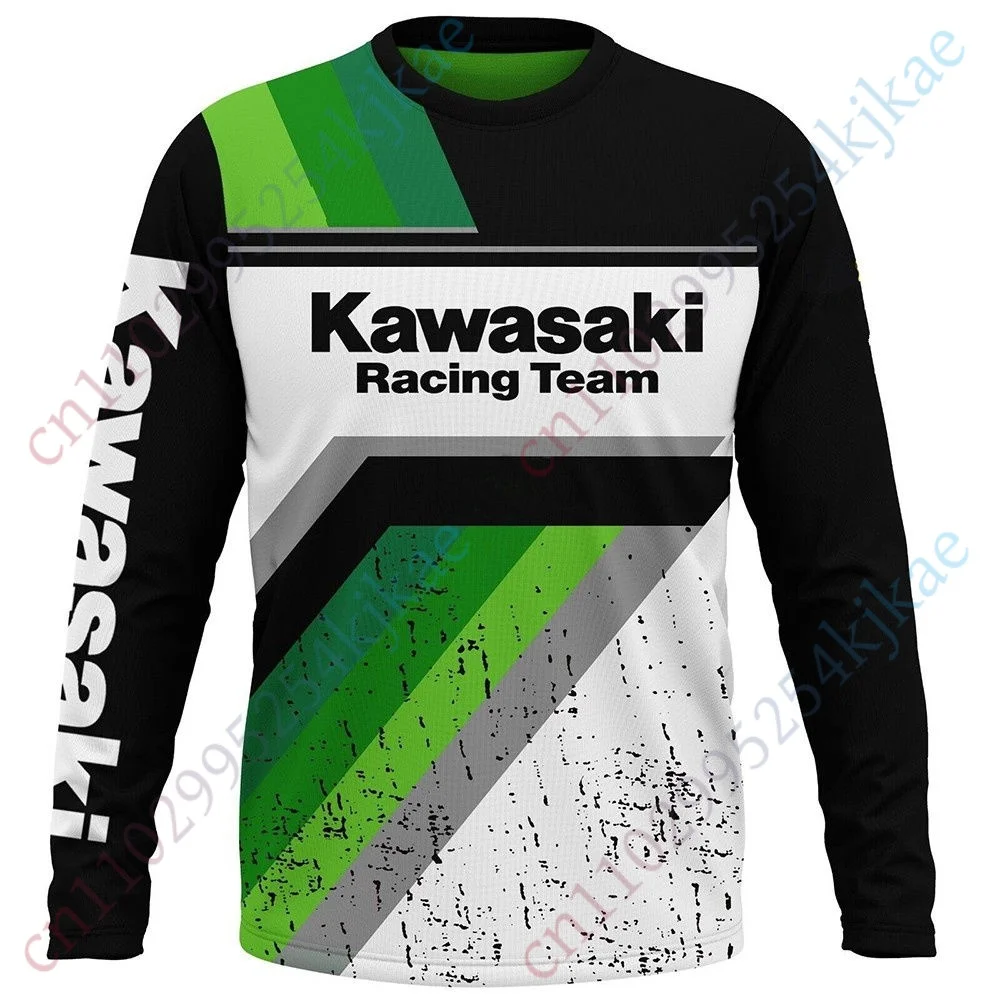 Kawasaki T Shirt For Men Clothing Round Neck Long Sleeve Casual Oversized T-shirt Top Harajuku Streetwear Luxury Men's Clothing