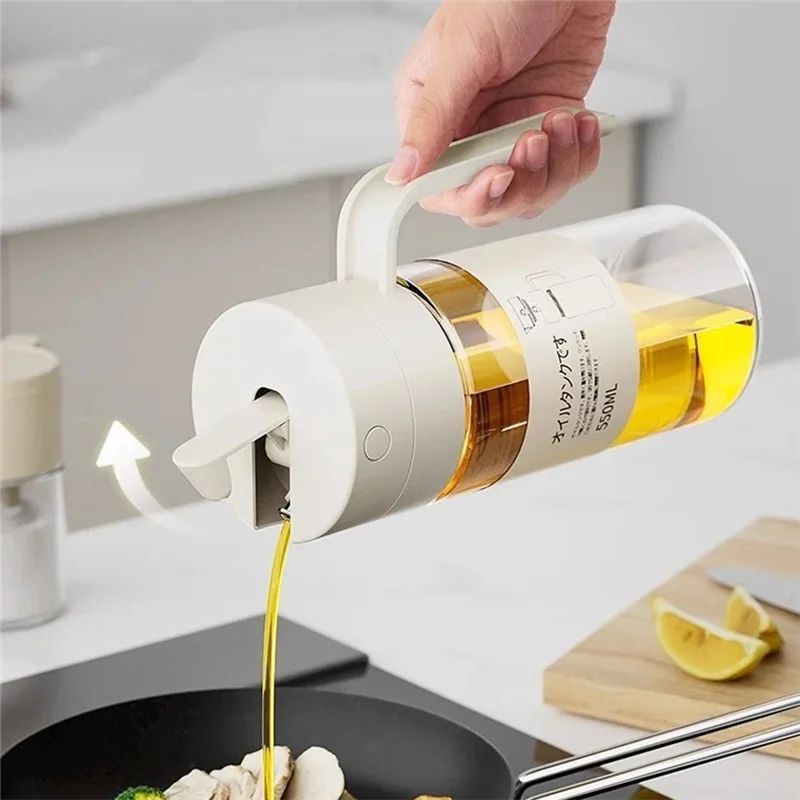 AT21-Auto Flip Salad Dressing Bottle Oil Cruet Glass Leakproof Kitchen Oil Bottle Olive Oil Dispenser