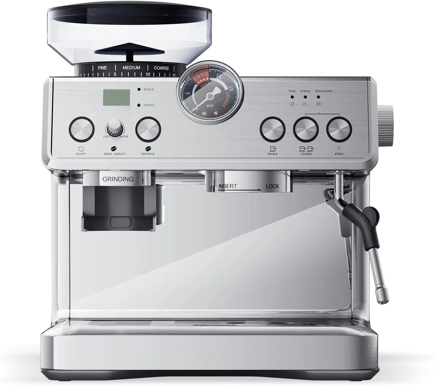 Semi-Automatic Espresso Maker with Milk , 20 Bar Pump & 31 Precision Grind Settings, Control System & Pressure Gauge for Espress