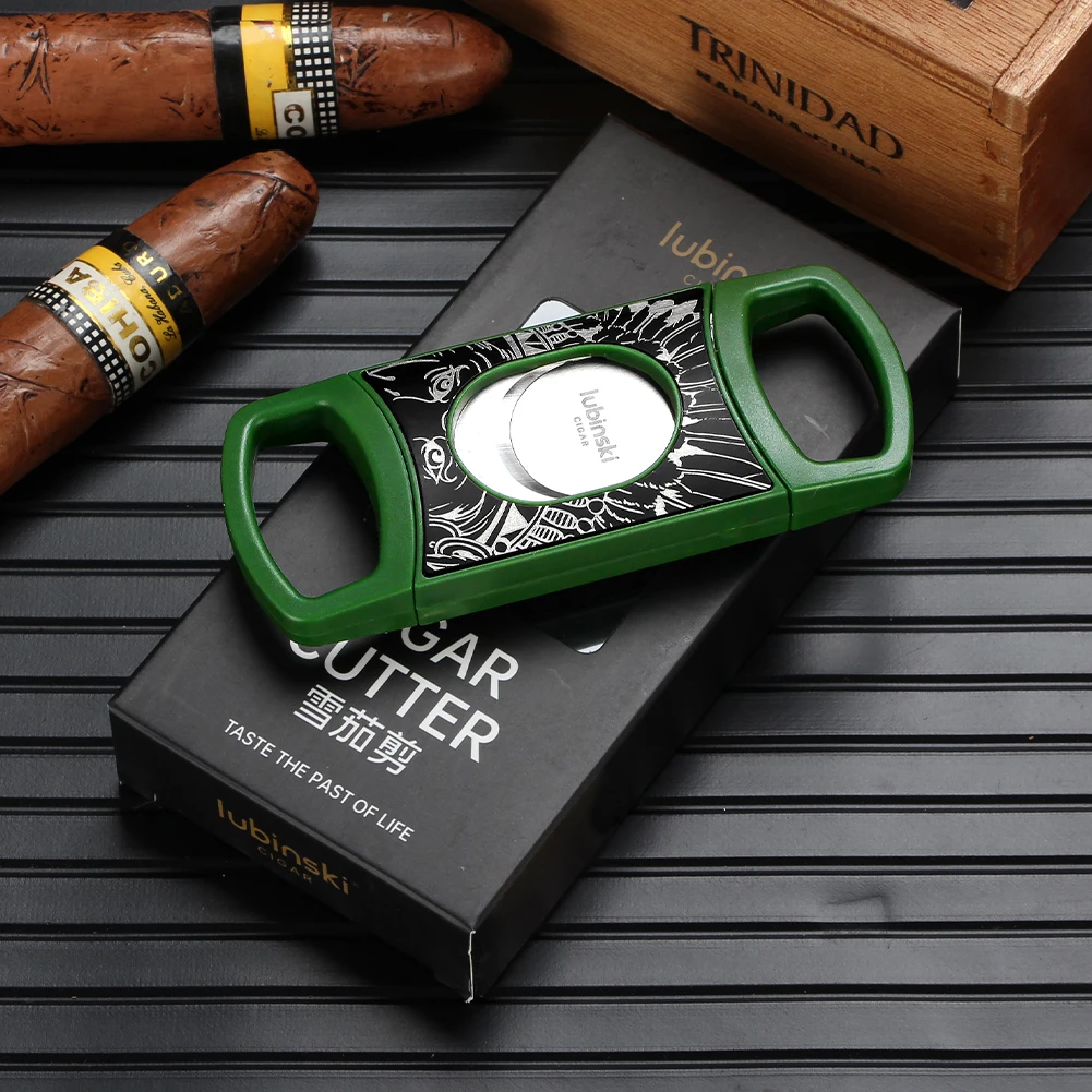 LUBINSKI Cutter Plastic Guillotine Cigar V Cutter 2-IN-1 Style Smoking Cutting Tool Cigar Cutter