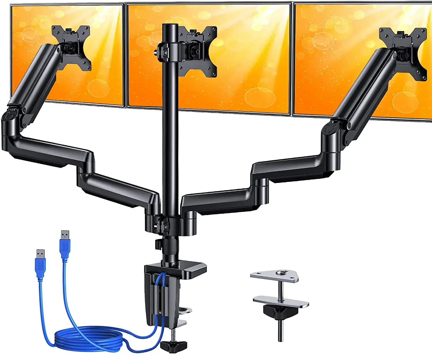 Triple Monitor Stand Desk Mount for Three Computer Screens,Triple Monitor Arm