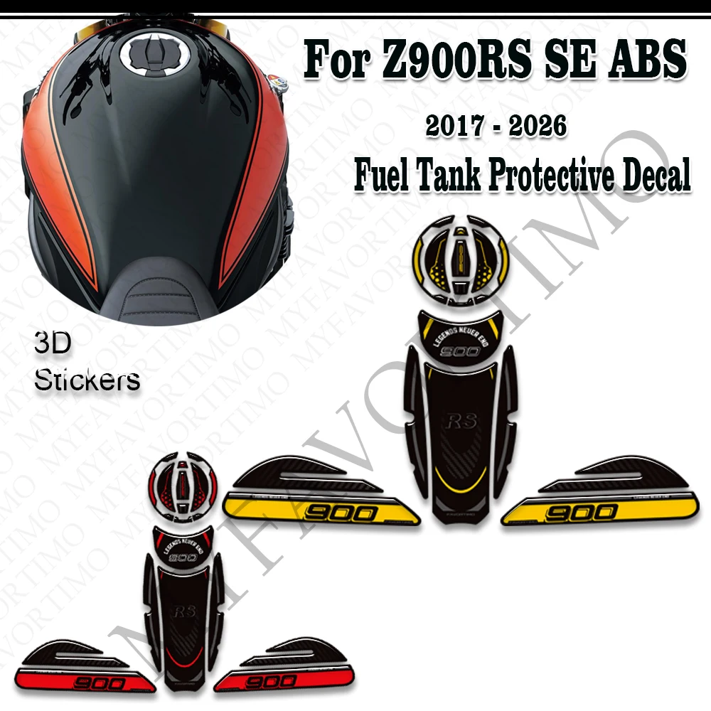 For Z900RS Z900 RS Z 900 Cafe SE ABS Tank Pad Cap Gas Fuel Oil Knee Protection Stickers Decals Accessories 2017 - 2026