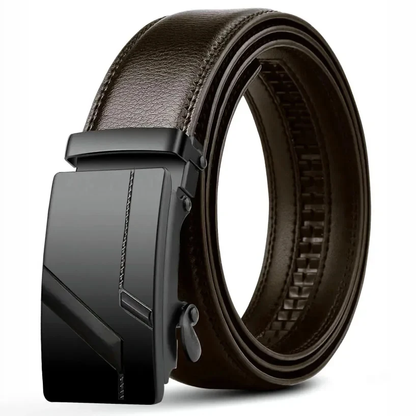 Fashion Automatic Buckle Belt for Men Famous Brand Business Belt Men PU Leather Waist Straps Black Male Jeans Belts for Men