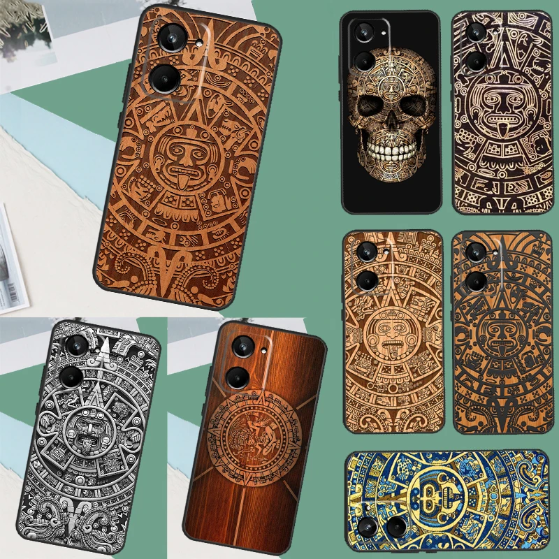 Mayan Calendar Wood Pattern Case For Realme 11 Pro Plus 9 10 GT Neo 5 3 2 T C11 C15 C25s C21Y C30 C31 C33 C35 C53 C55