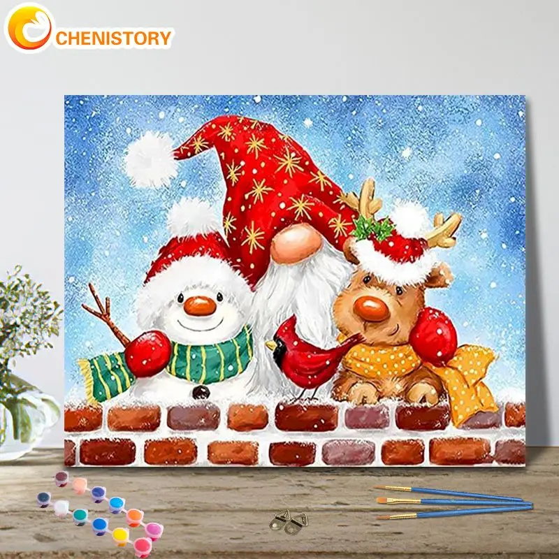 

CHENISTORY Paint By Number Santa Claus And Snowman Pictures By Numbers Kits Drawing On Canvas Hand Painted Gift Home Decor