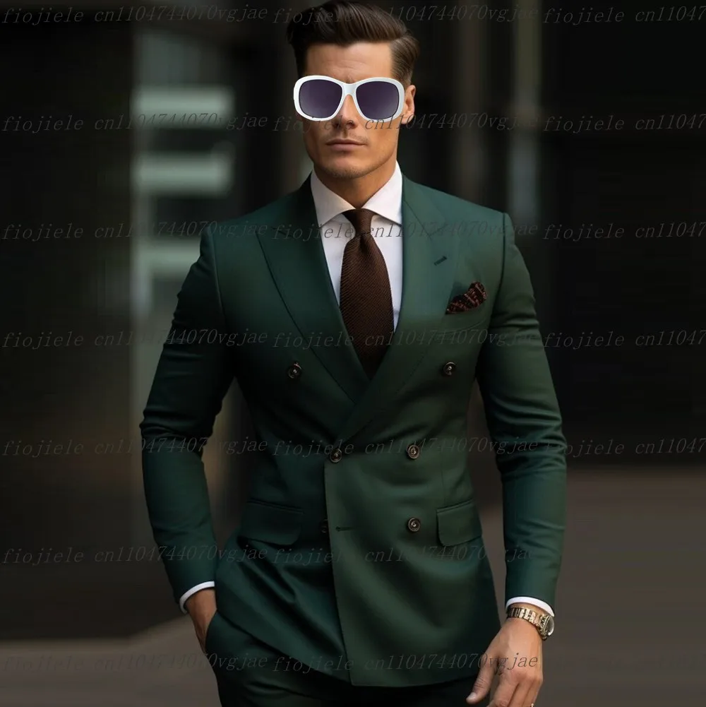 

Customize Dark Green Men Suit Formal Occasion Wedding Party Groom Groomsman Business Prom Male Tuxedos 2 Piece Set Jacket Pants