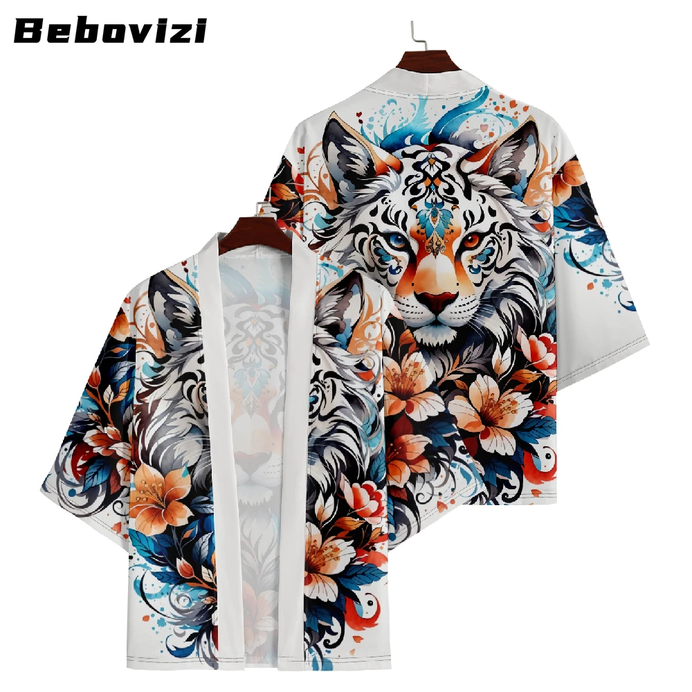 

Harajuku Men Japanese Anime Cat Print Kimono Fashion Cardigan Haori Summer Beach Women Yukata Asian Clothing