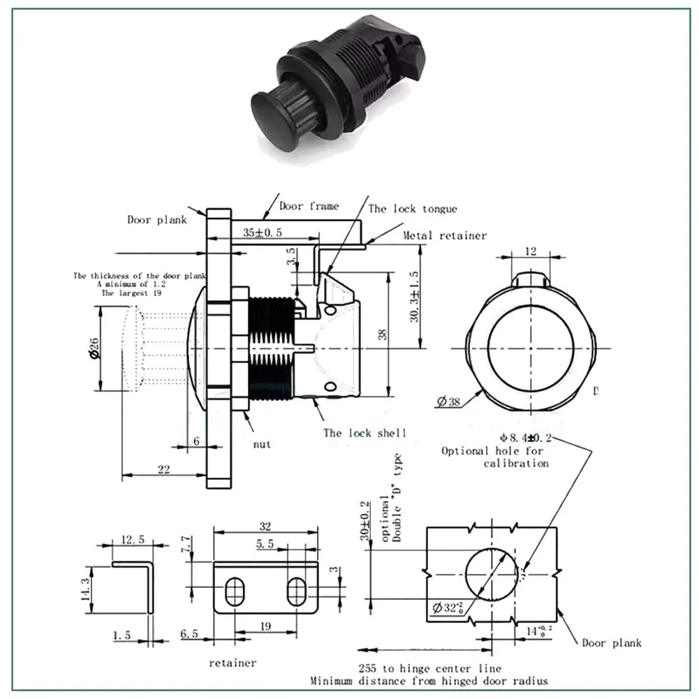 Fechadura anticorrosão com fechadura, configuração de porta vertical como imagem, fechadura sem chave, material de base abs