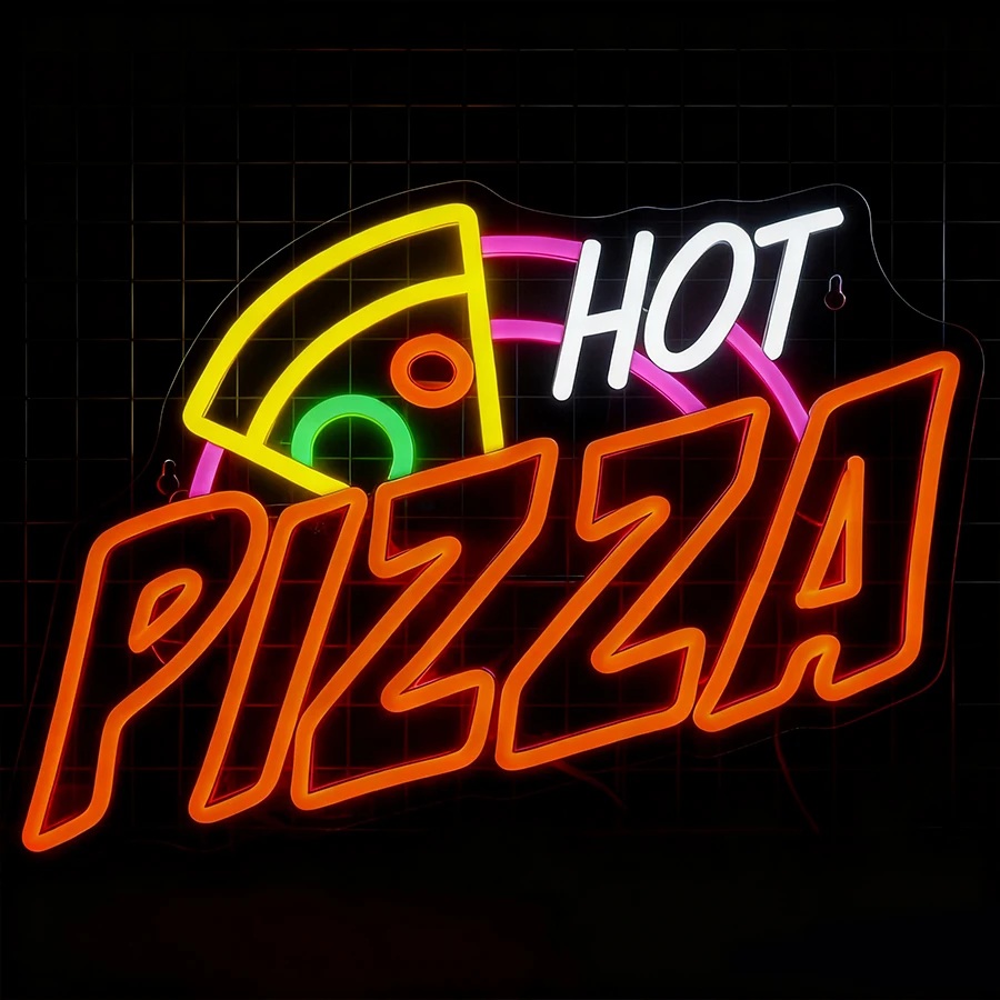 علامة نيون من سلسلة البيتزا لديكور الحائط، لافتة مضيئة لمتجر البيتزا، هدايا حفلات أعياد الميلاد، المطعم، المطبخ، كهف الرجل #3