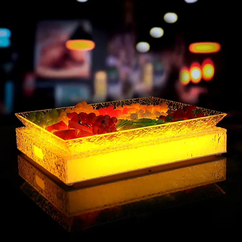 Bar luminous acrylic ice pattern fruit plate KTV night party club large snack dried
