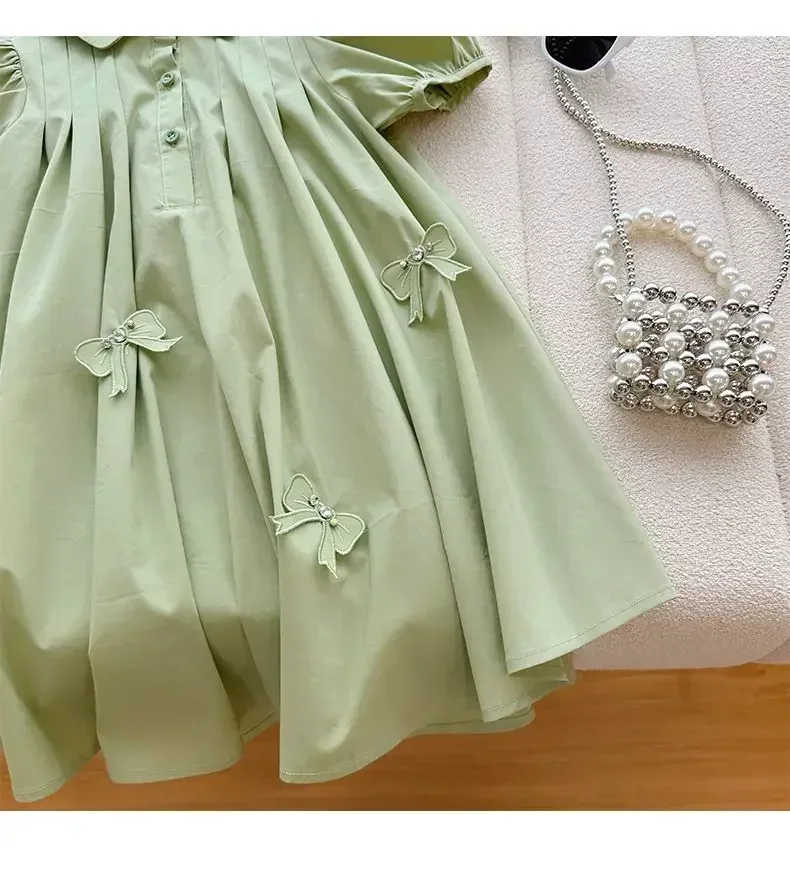 Sommer Kinder Kleid Vestidos Mädchen 3d Liebe Puff Ärmel Geburtstags feier Kleid Kinder elegante lange Hemden Kleider Chiffon Kleidung