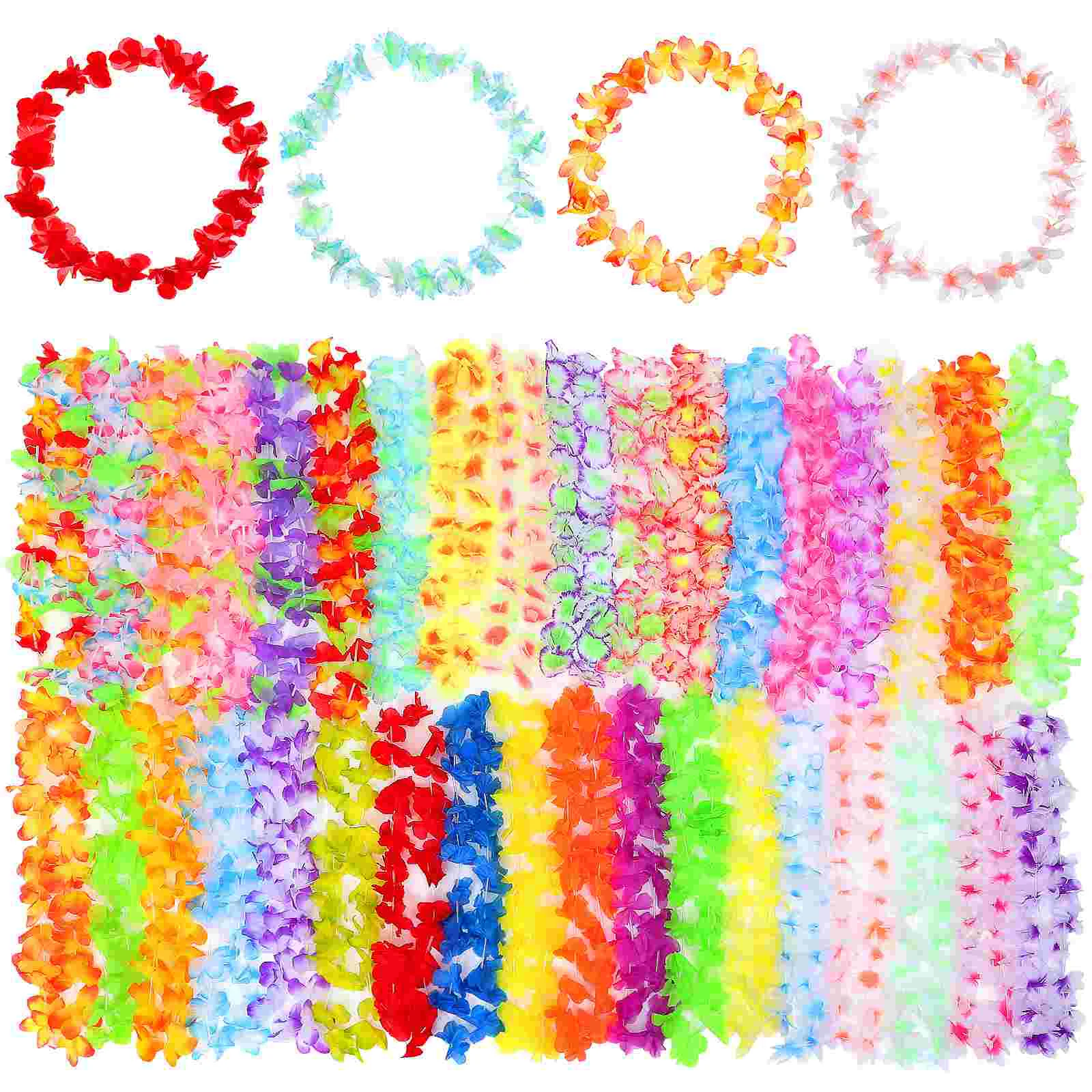 

36 PCS Hawaii Hanging Garland Wreath Artificial Flowers Decorate Leis Neck Banquet Party Favors