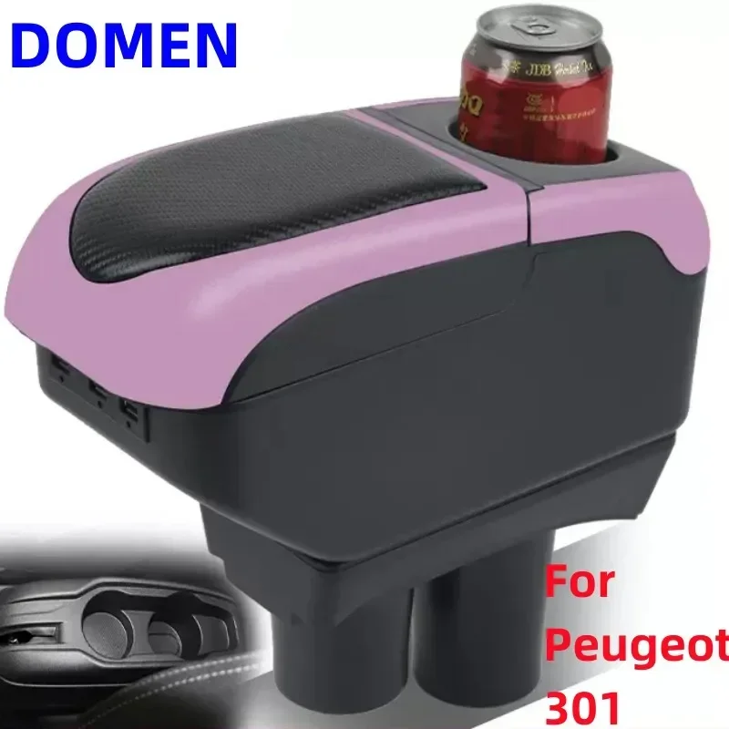 

For Citroen C2 C3 armrest box For Peugeot 301 Car Armrest Citroen C-elysee Storage Box with Cup Holder USB Accessorissories