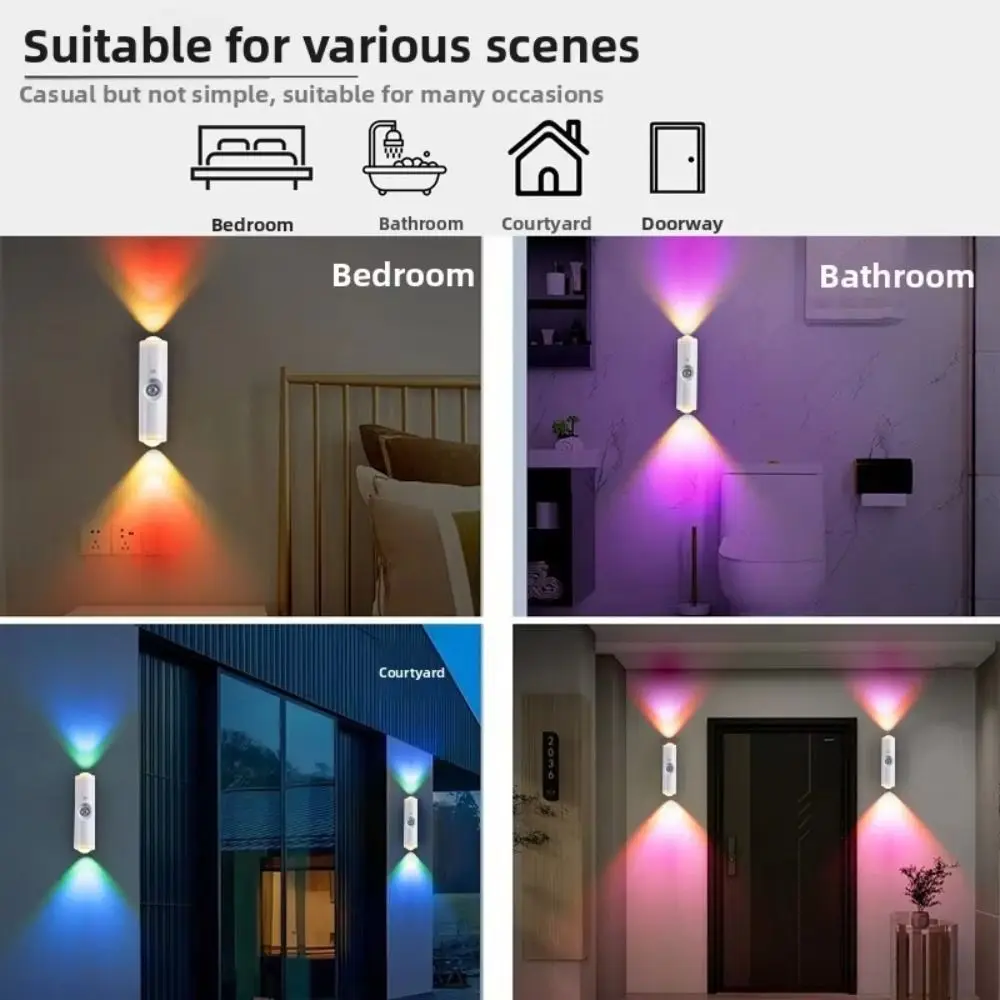 Rechargeable LED Sensor Light 3-7 Colors Changing Magnetic Wall Lamp Automatic Control Energy Saving Cabinet Decorative Light
