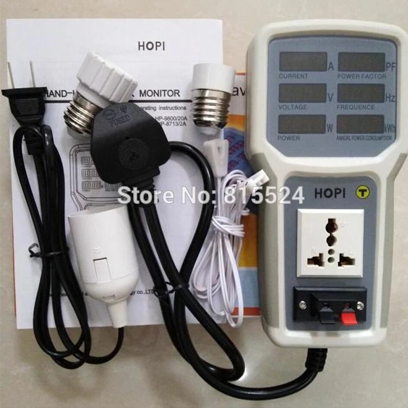 HP-9800 Handheld Power Monitor Energy Meter Analyzer HP9800 20A LED Saving Lamps Tester EU/AU/UK/US Plug Socket Power Meter