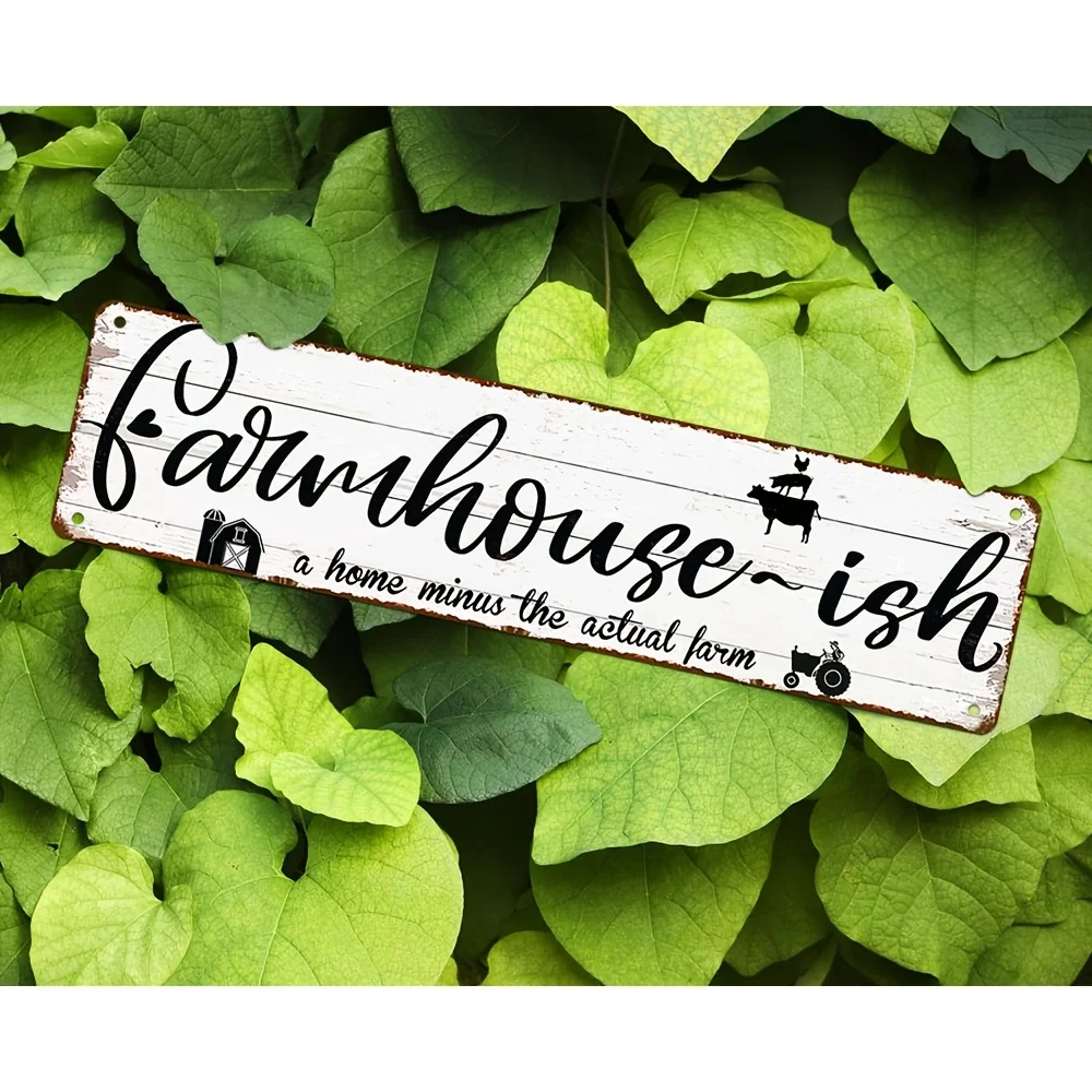 2D Flat 1pc Farmhouse Style Sign, Size 4.0X16.0 inch, Multi-Functional Wall Decoration, with Pre-Drilled Holes, And UV Resistant