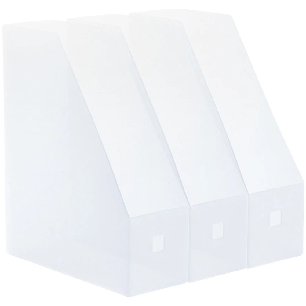

3pcs Document File Rack 9x24x27cm Transparent Double Sided Matte Folder Holder Desktop Organizer Storage Shelf Office Supplies