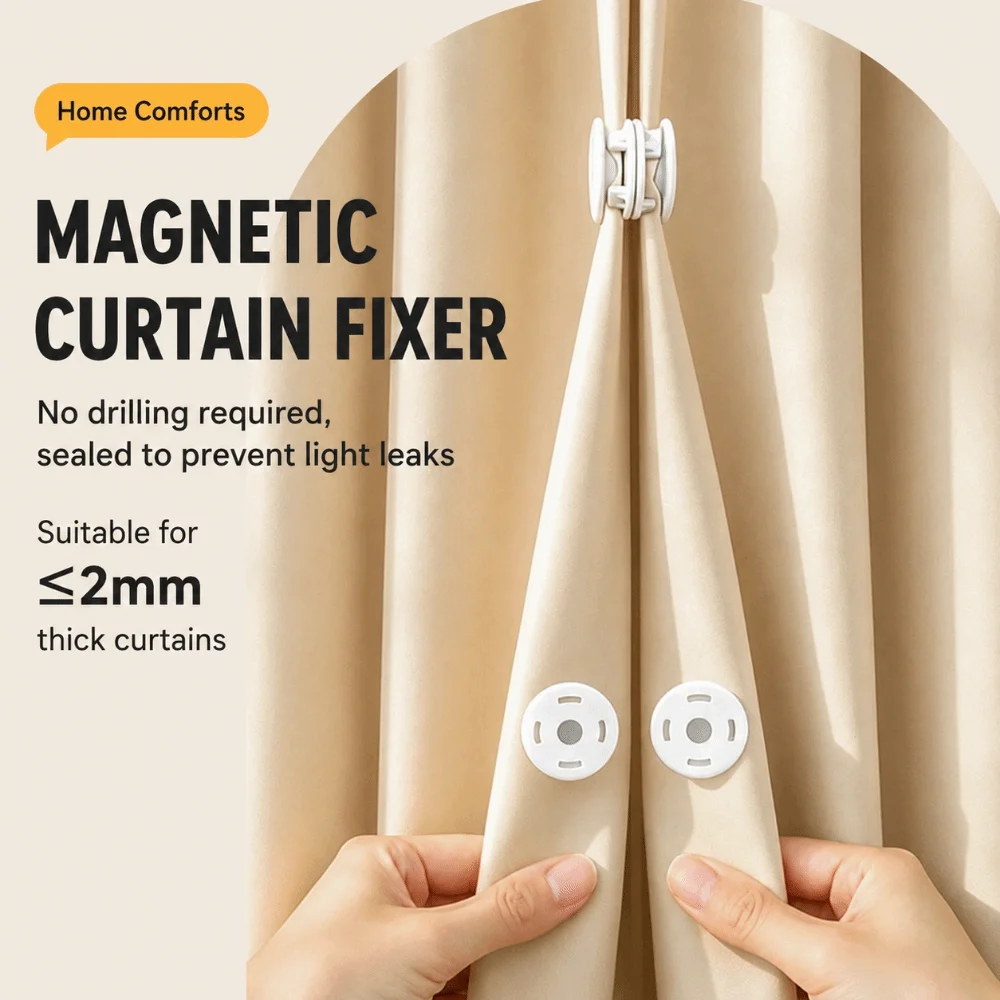 ABS Magnetic Curtain Closure Clips No Drill Anti-Leak Light Curtain Light Blocking Fasteners Curtain Gap Stoppers