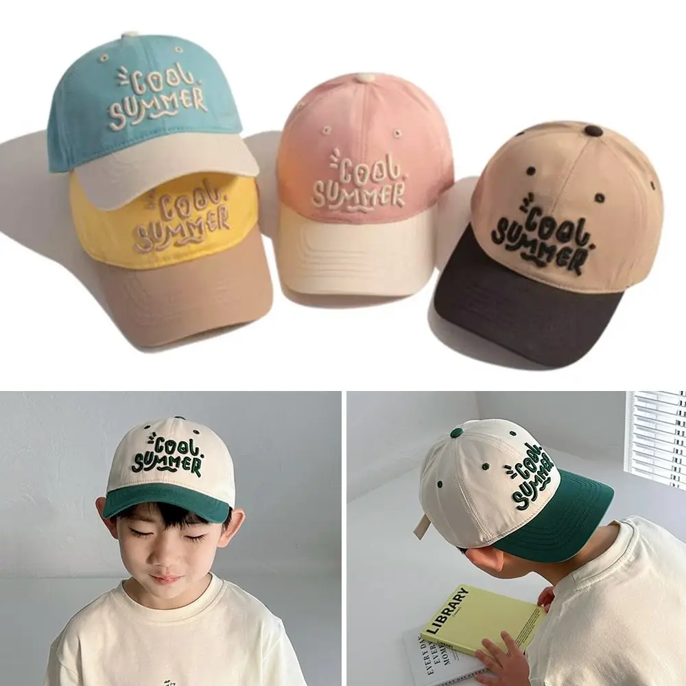 

2-7 Years Letter Embroidery Kids Baseball Caps Breathable Sun Protection Beach Cap Large Brim Adjustable Peaked Hat Boys Girls