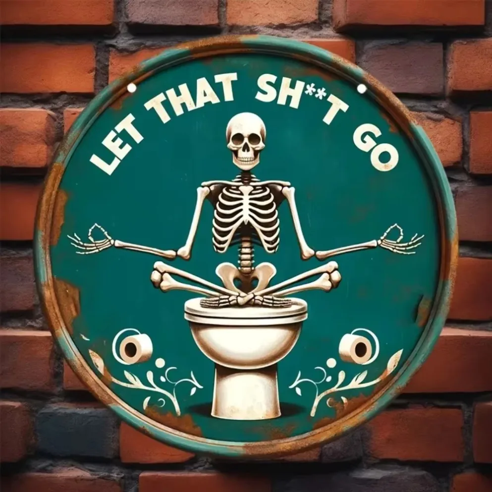 Metallschild „Vintage ZENSHITWITEDGE „Yoga“. | Dekor für Badezimmer, Meditationsräume und Yogis | Witzige Geschenkoption“