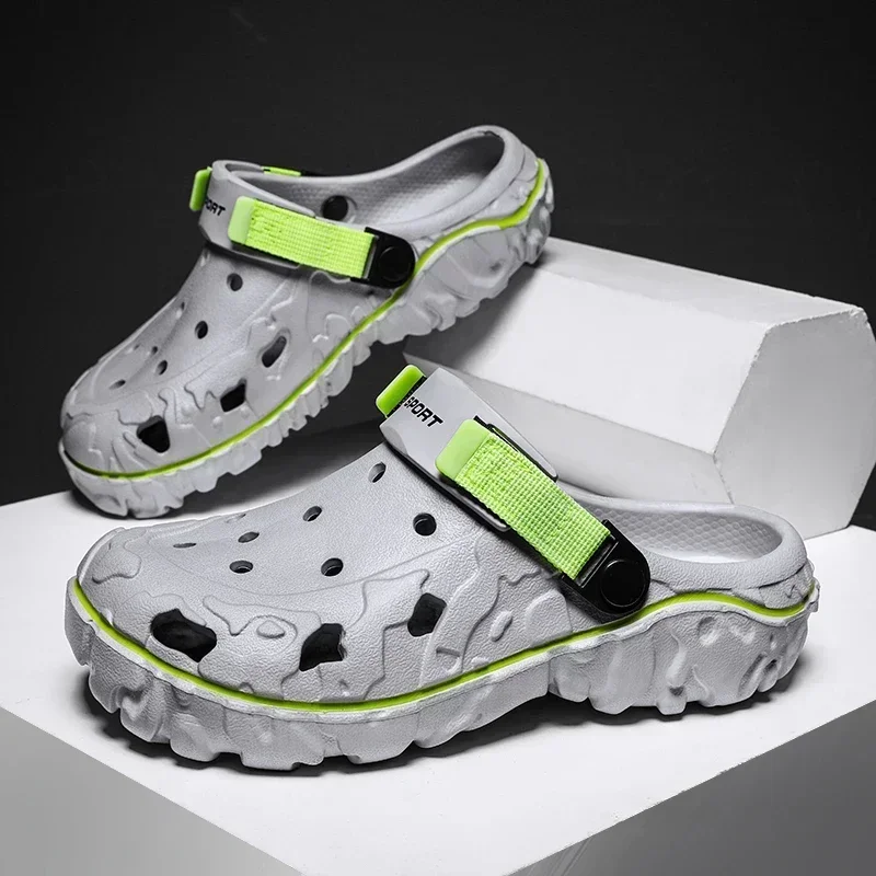 

ELUVA/мужские летние сандалии, дышащие уличные шлепанцы, нескользящие пляжные тапочки, легкие удобные сабо, обувь для мужчин