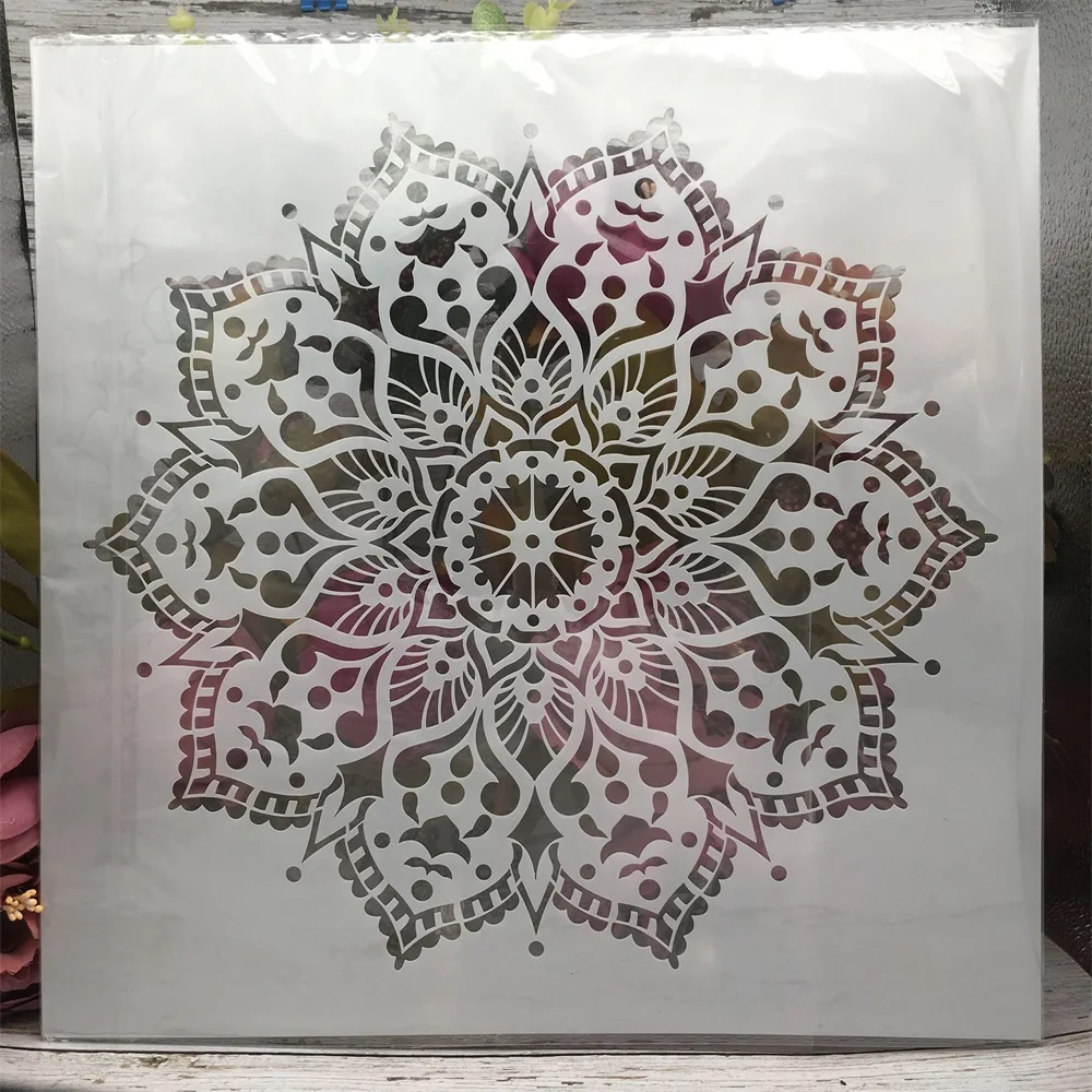 Imagem -04 - Geometria Clássica Mandala Roda Faça Você Mesmo Camadas Estênceis Pintura Scrapbook Coloração Gravação Álbum Modelo Decorativo Peças 30*30cm