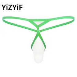 Mens Sissy Transparent Mini Thong Bulge Pouch T-Back Thong Low Rise Micro Underwear Mesh Net String Tangas Bikini Briefs