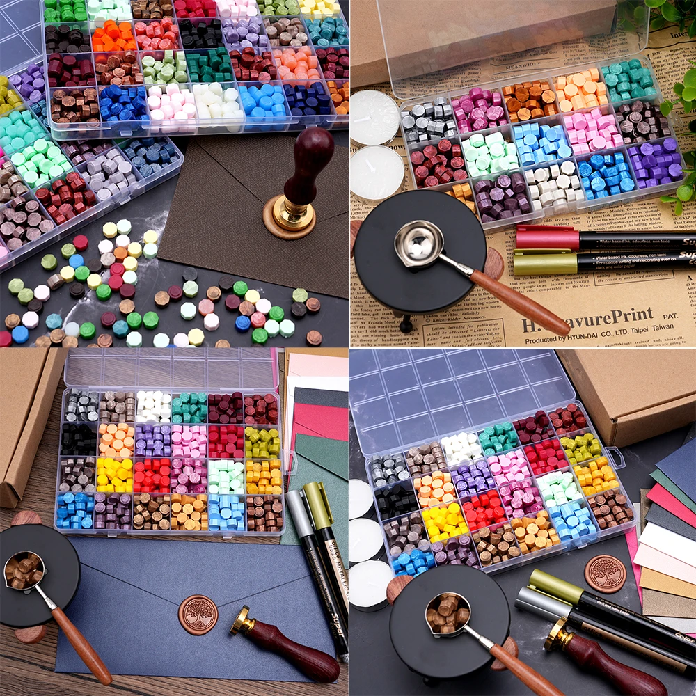 

Retro Sealing Wax Beads Wax Box Set Colorful Bead Wax Seal for Wax Seal Stamp Wedding Invitation Envelope Gift Package Wrapping