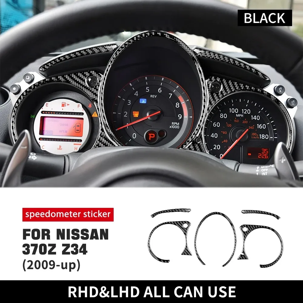 For Nissan 370Z Z34 2009 2010 2011-23 Real Soft Carbon Fiber Sticker Speedometer Pointer Indicator Surround Cover Dashboard Trim