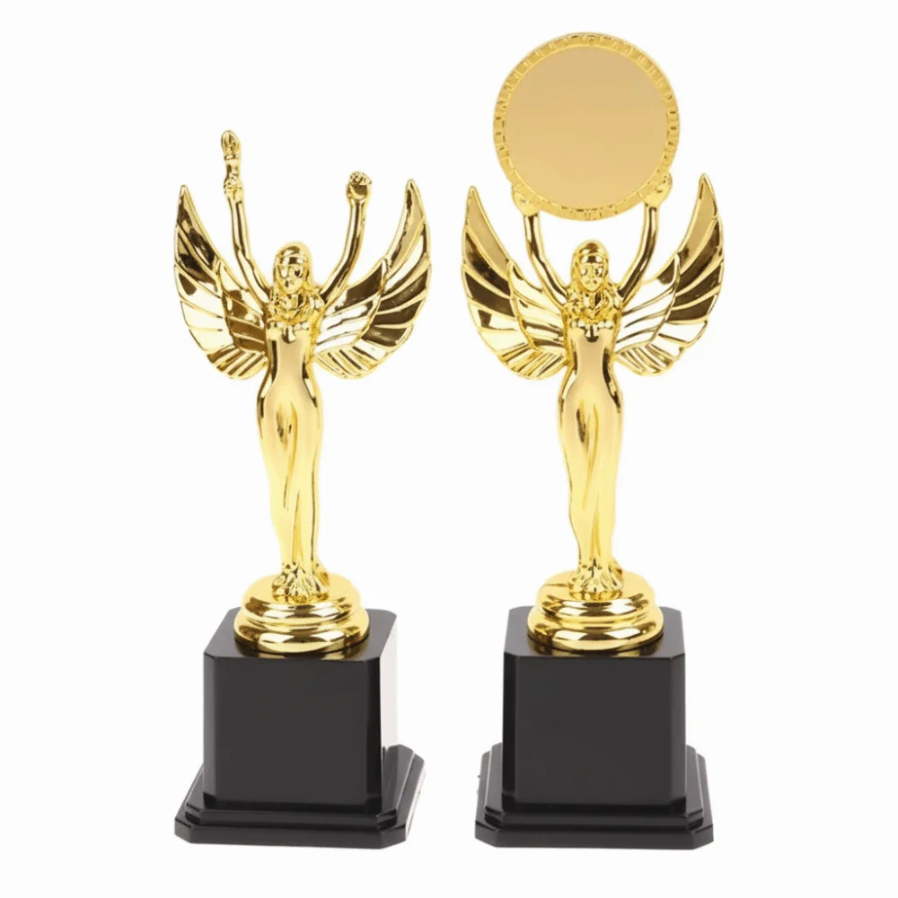 

Золотая наградная статуэтка-кубок из пластика в виде богини, сувенир для конкурсов пения и танцев, маленькая золотая статуэтка