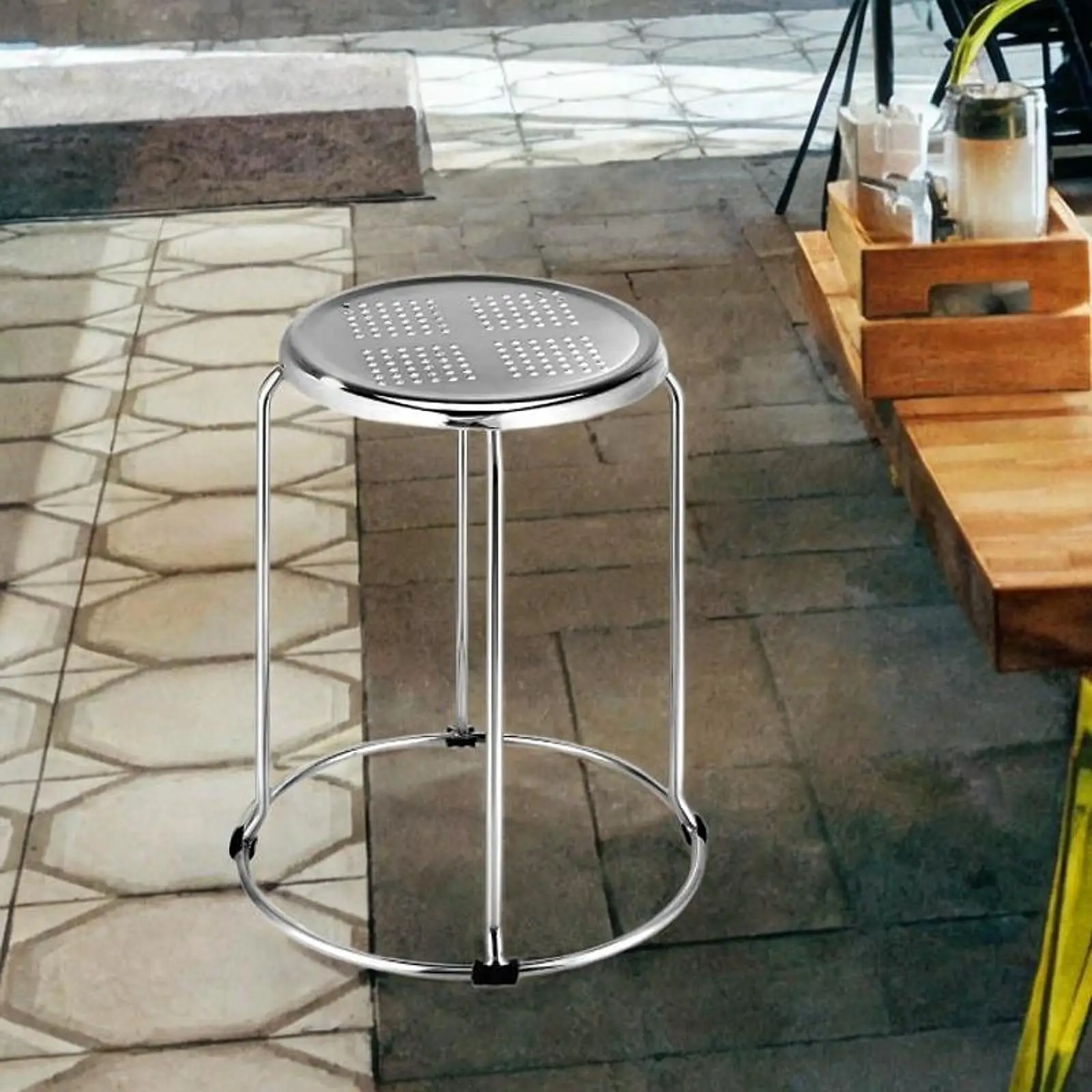 Backless Counter Chair Bar Chair Stackable Barstool Flexible Seating Lightweight 36cmx45cm Round Dining Stool for Kitchen