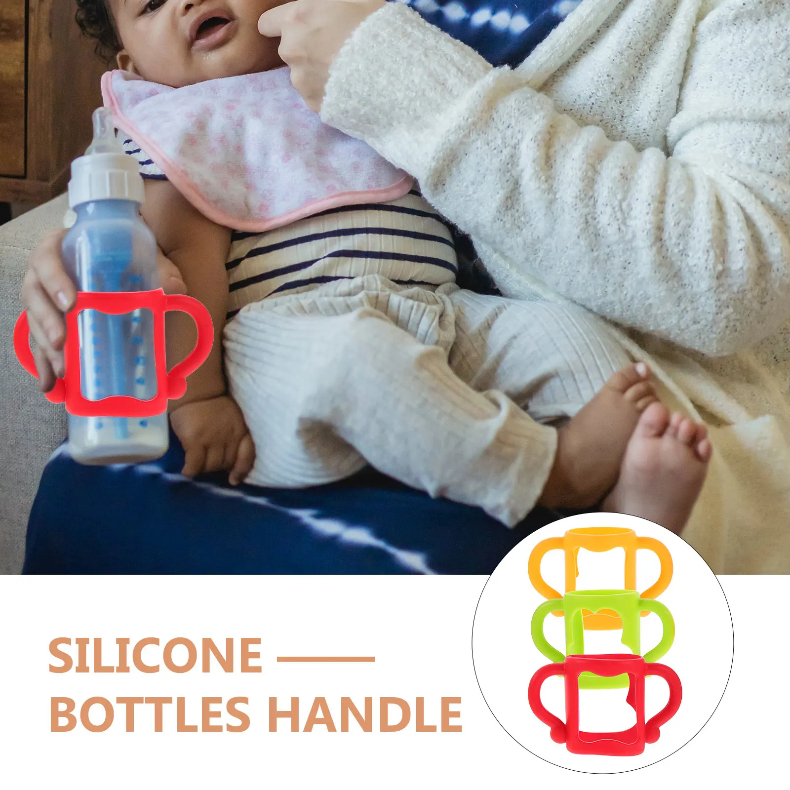 

3 pcs Baby Handle Silicone Soft Detachable Easy Install Newborn Feeding Milk Bottle Holder Infant Glass Bottle Accessory