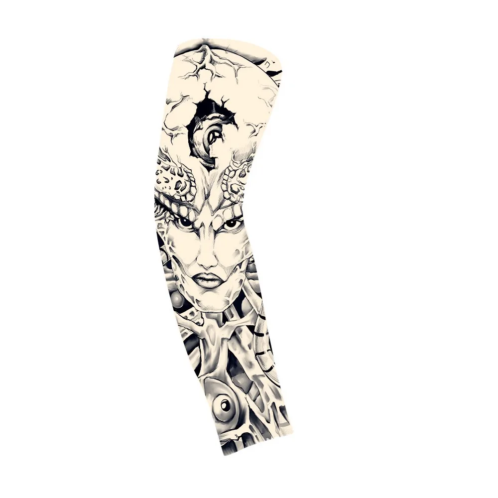 Flower Arm Pattern Flower Arm Tattoo Sleeve Breathable Elastic Sun Protection Cover Sunscreen Seamless Ice Silk Arm Sleeve