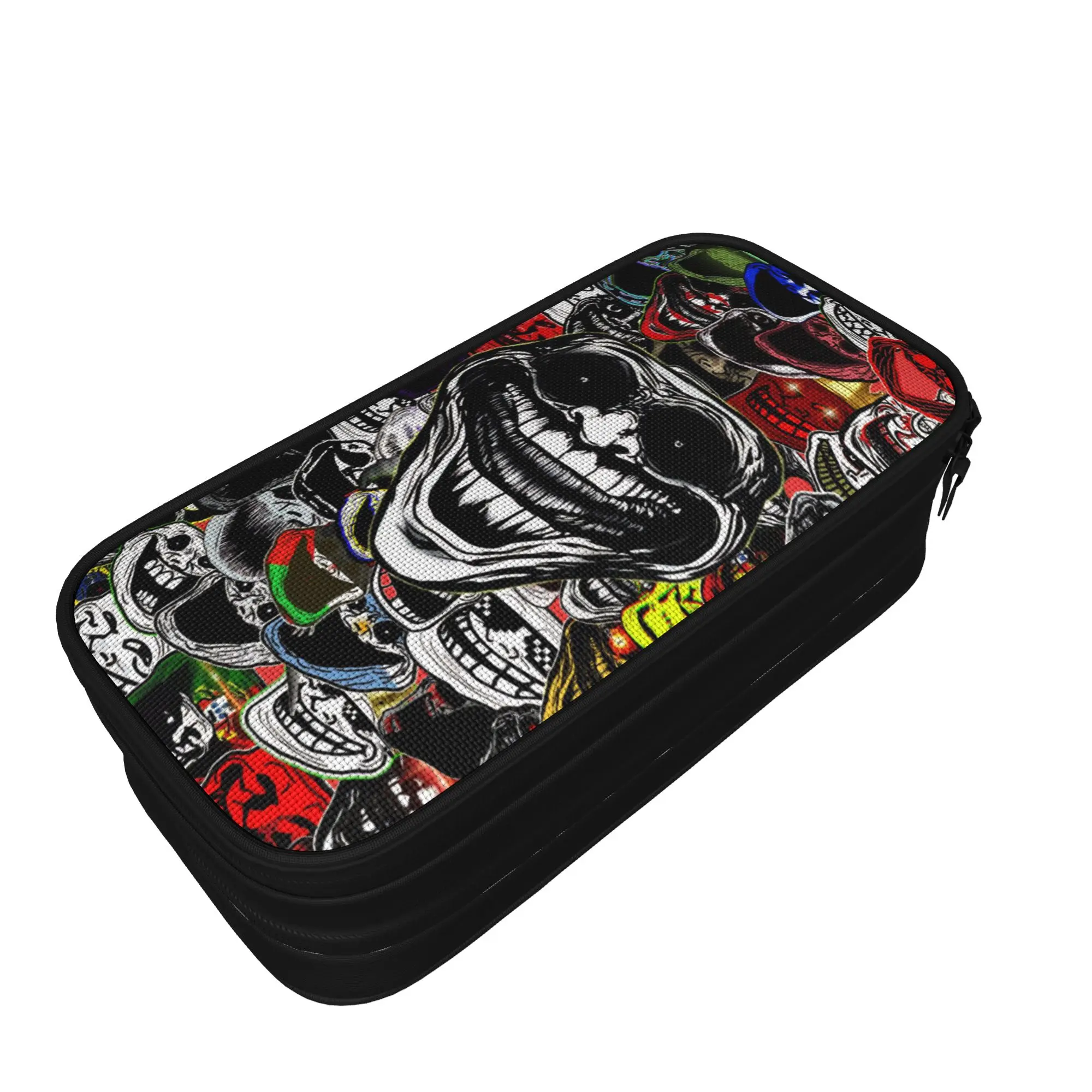 Evil Troll Face Meme Funny Pencil Case Horror Humor Pencil Pouch Pen Box for Girls Boys Large Storage Bag School Gift Stationery