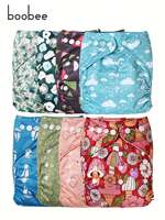 6Pcs Baby Waterproof Diaper Pants, Children's Environmentally Friendly Printed Patterns, Snap Design, Reusable Washable Cloth Diapers, Perfect Baby Shower Halloween, Christmas, New Year Gift for Babies