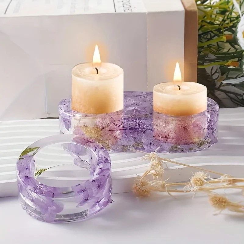 1/2/3 Hole DIY Crystal Epoxy Plastic Resin Mold Porous Round Aromatherapy Gypsum Candle Holder Ornament Silicone Mold view 2