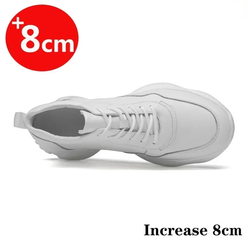 Zapatillas de deporte para hombre y mujer, zapatos con aumento de altura, color blanco y negro, talla grande 6-8, 36-44