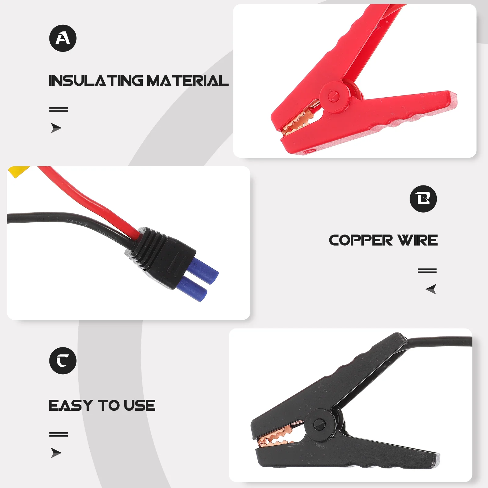 

Emergency Connector Booster Jump Cable Compatible with 12V Car Jump Starter Overvoltage Overtemperature Protection Clips