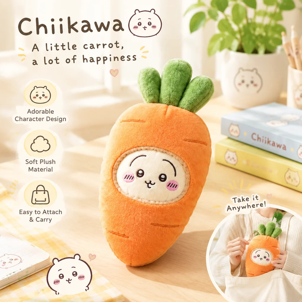 Chiikawa Carrot Usagi Hachiware Plush Keychain Pendant Kawaii Anime Doll Keyring Bag Charm Cute Gift Collectible for Kids Girls