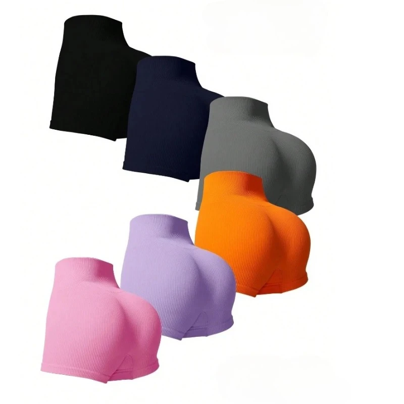 

Yoga Women Elastic Tight Shorts Seamless Threaded Shorts High Waist Sexy Cycling Pants Fitness Exercise Hip Lifting Yoga Pants