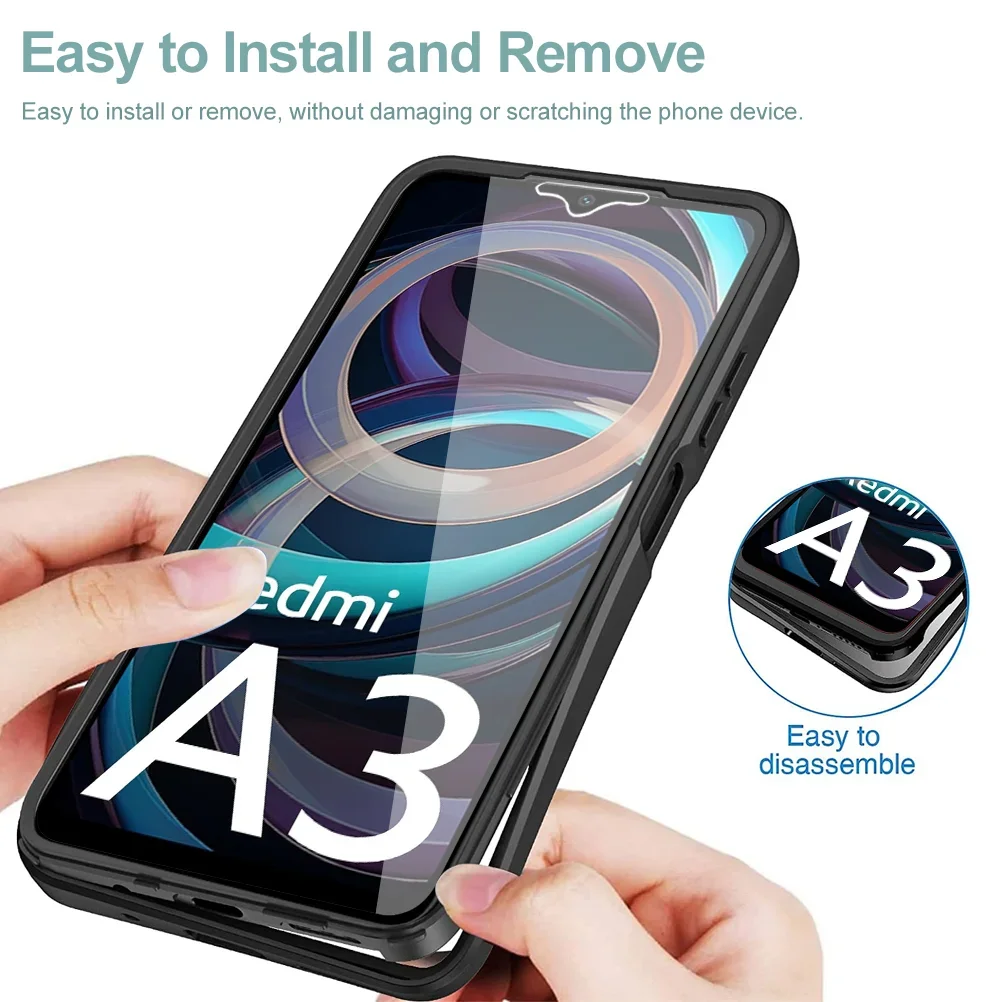 360° Full Body Case for Xiaomi Redmi A3 Screen Protection Film Luxury Silicone Protection Hard Phone Cover Redmi A3 image 4