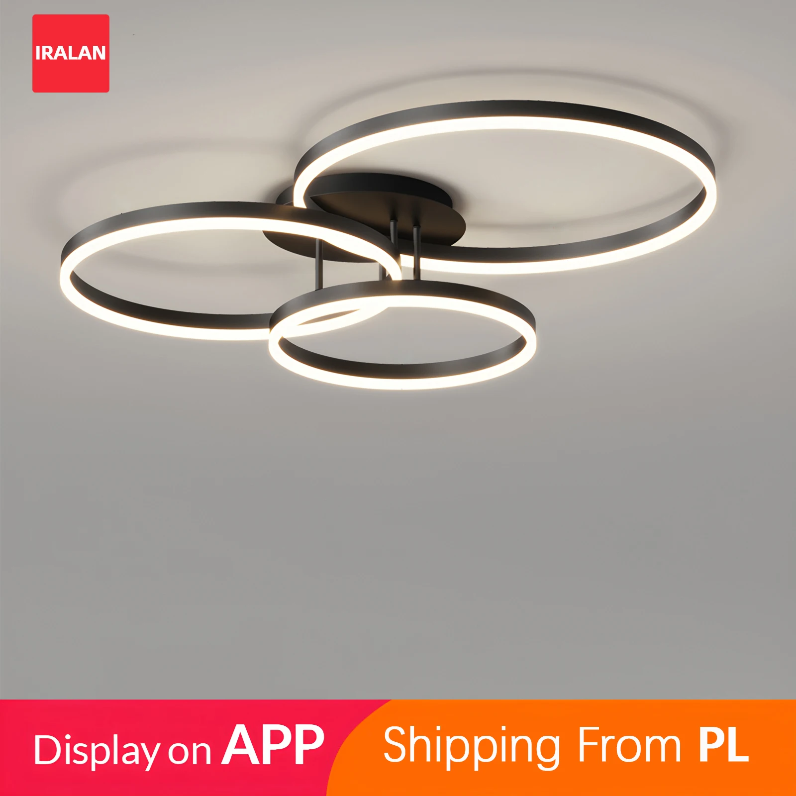 Lustre de plafond moderne IRALAN avec télécommande, lumières LED en acrylique, lampe de plafond intelligente à intensité variable pour salon