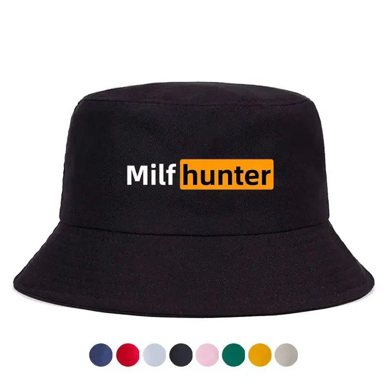 MILF Hunter Wendbarer Fischerhut für Erwachsene, lustiger Streetwear Hip-Hop-Fischerhut, lässiger Sonnenhut für Strand und Sommer, Panama-Hüte