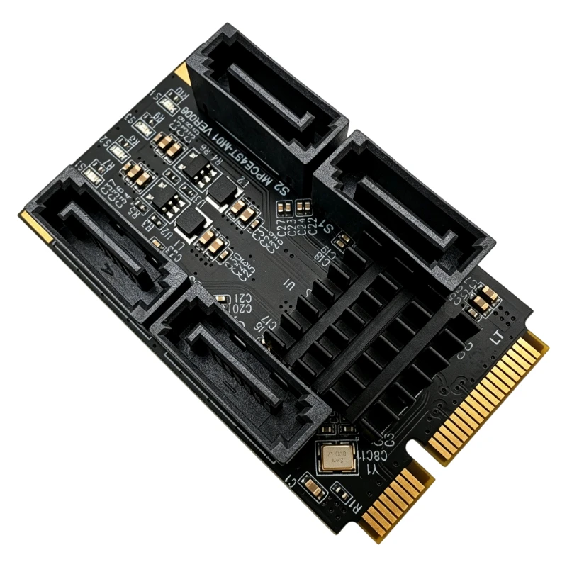 Mini PCIe to 4 Port SATA 3.0 Expansion Card 6Gbps SATA3.0 Controller Adapter with SATA Cable for 2.5/3.5