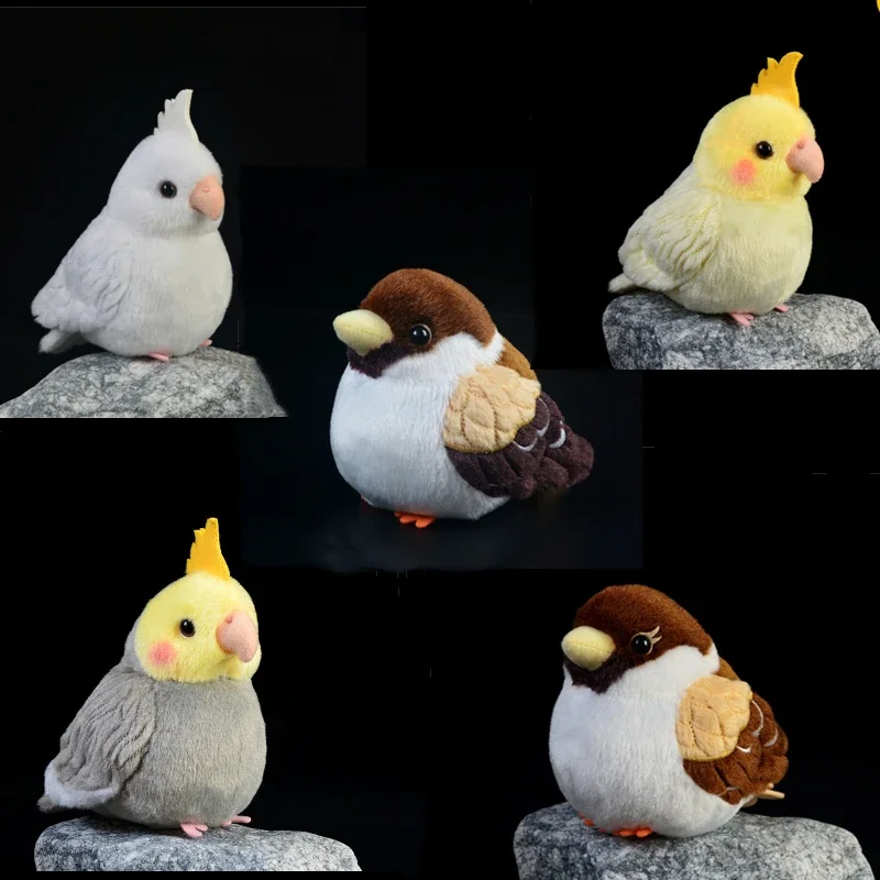 11/12.5cm Cockatiel Parrot High Fidelity Chickadee Cute Plushie Sparrow Bird Tit Plush Toys Lifelike Animals Simulation Stuffed