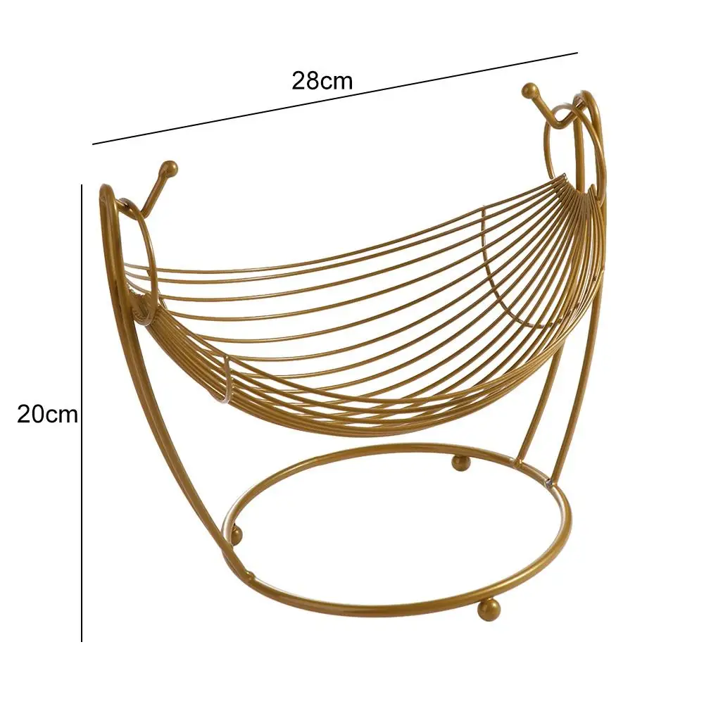 Creative Iron Wire Fruit Vegetable Basket Gold Hammock Shaped Fruit Container Display Tray Snack